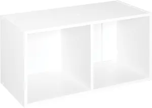 ClosetMaid Cubeicals 2 Cube Storage Shelf Organizer Bookshelf, Stackable or Hanging Wall Mount, Easy Assembly, White Wood Finish