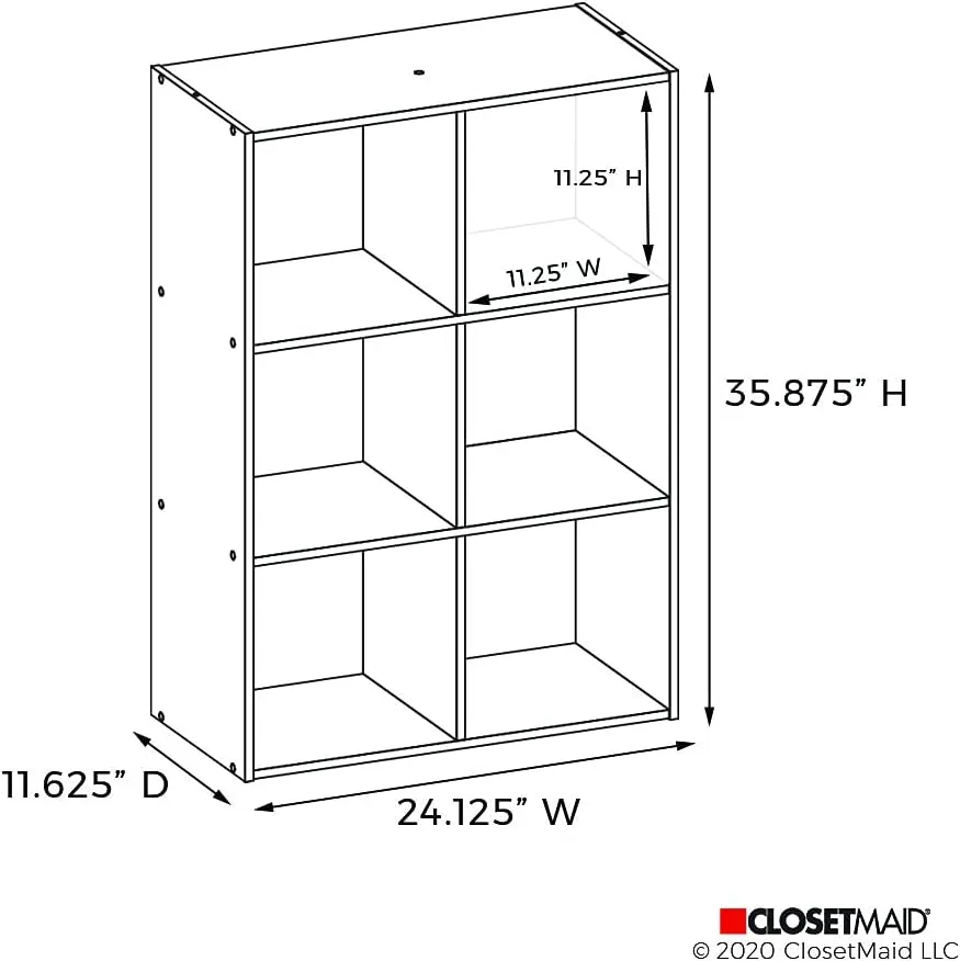 Closetmaid Decorative Home Stackable 6 Cube Cubeicals Organizer Storage Bookcase, with Hardware for Office, Home and Closet, White