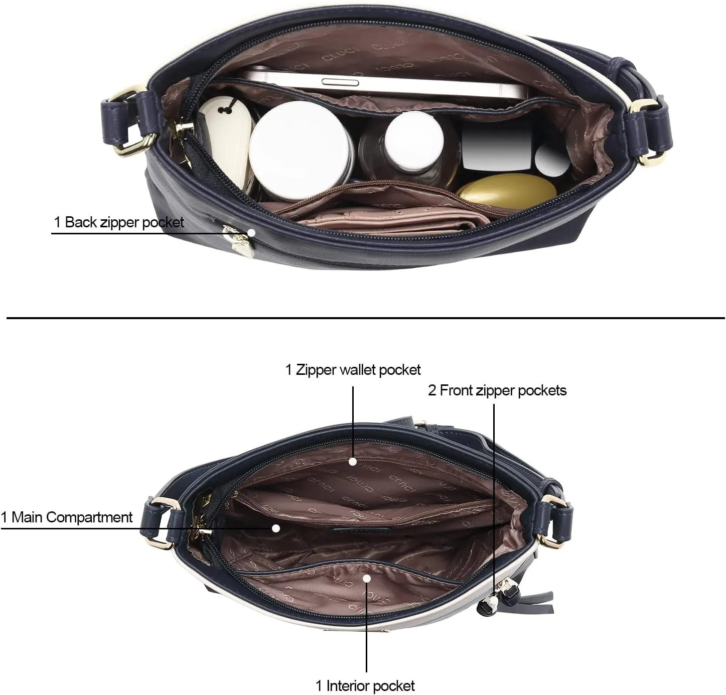 CLUCI Crossbody Purses for Women, Medium Size Zipper Pocket Adjustable Strap, Soft Leather Women's Shoulder Handbags
