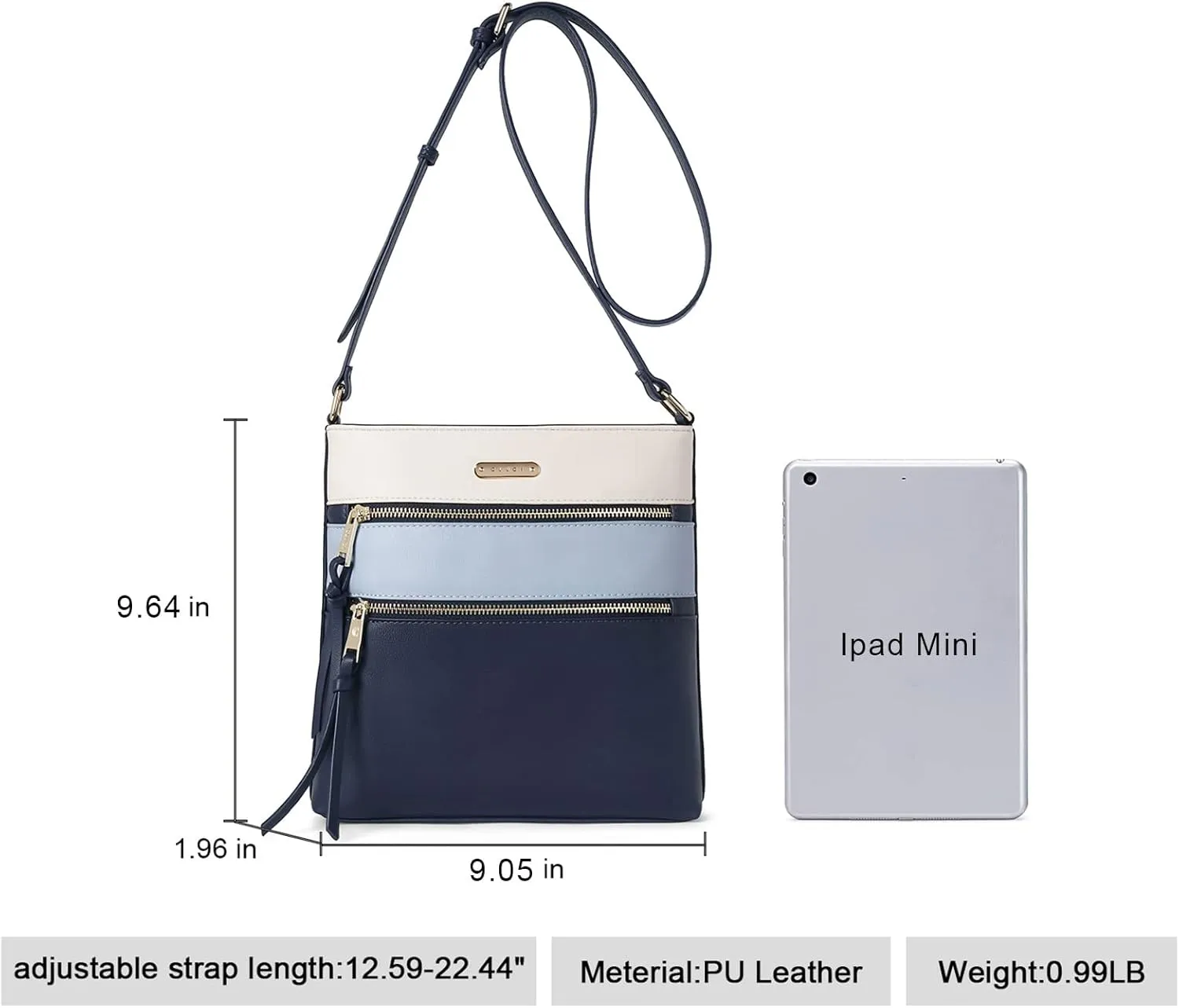 CLUCI Crossbody Purses for Women, Medium Size Zipper Pocket Adjustable Strap, Soft Leather Women's Shoulder Handbags