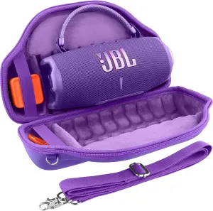 co2CREA Case for JBL Charge 6 Waterproof Portable Bluetooth Speaker, Hard Travel Bag with Detachable Shoulder Strap (Purple Case)