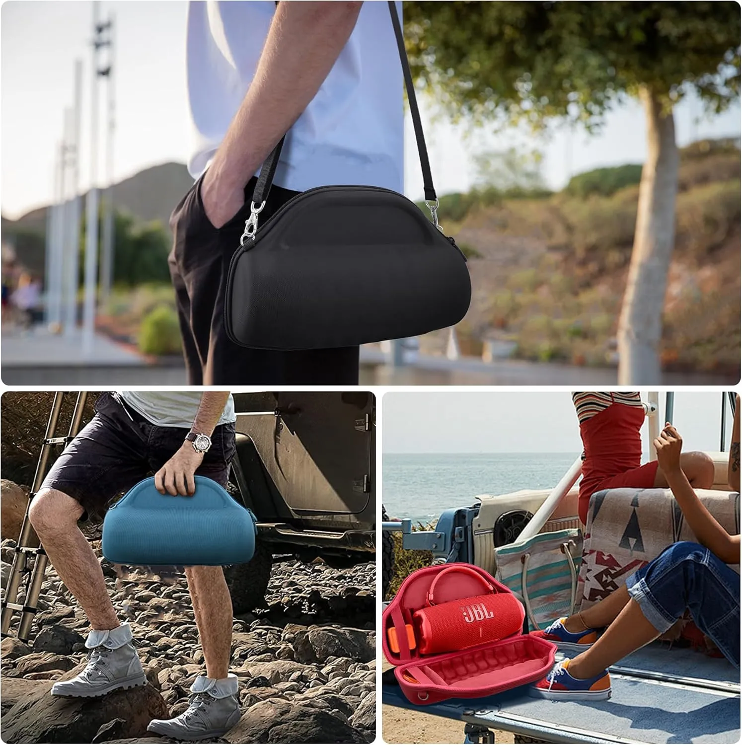 co2CREA Case for JBL Charge 6 Waterproof Portable Bluetooth Speaker, Hard Travel Bag with Detachable Shoulder Strap (Purple Case)