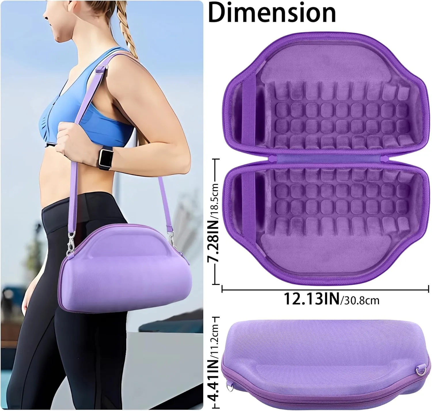 co2CREA Case for JBL Charge 6 Waterproof Portable Bluetooth Speaker, Hard Travel Bag with Detachable Shoulder Strap (Purple Case)