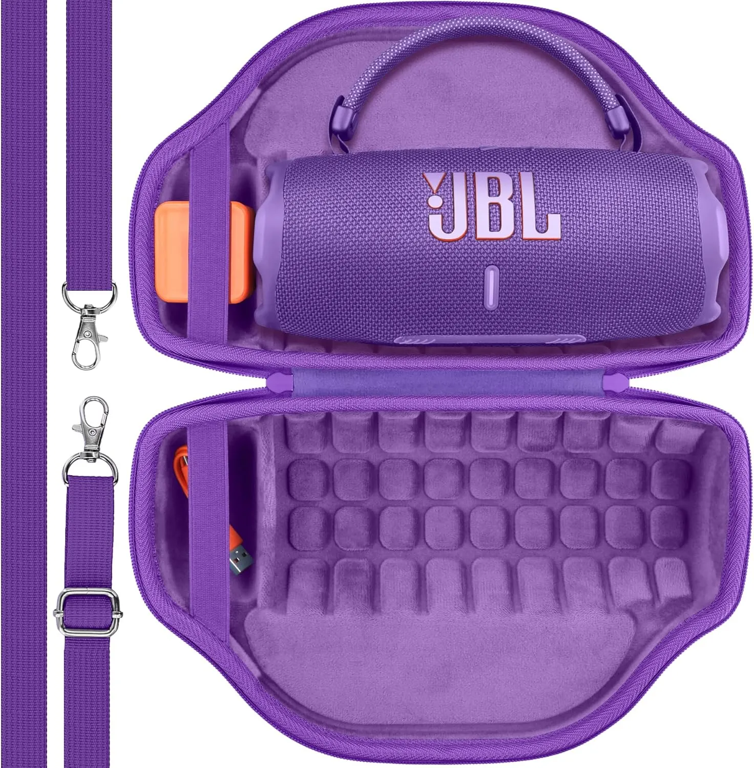 co2CREA Case for JBL Charge 6 Waterproof Portable Bluetooth Speaker, Hard Travel Bag with Detachable Shoulder Strap (Purple Case)
