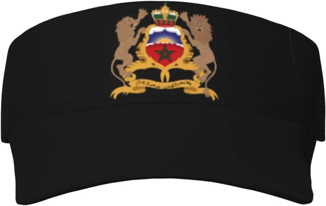 Coat of Arms of Morocco Adult Sun Visor Cap - UV Protection, Breathable, Adjustable, Sports & Outdoor Hat Black