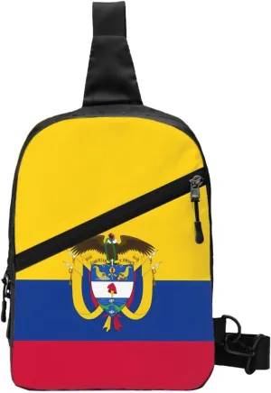 Colombia Coat of Arms Flag Colombian Flags Packable Crossbody Bag Portable Sling Bags Foldable Travel Daypack Reusable Sports Shoulder Backpack Diagonally Chest Bag for Workout