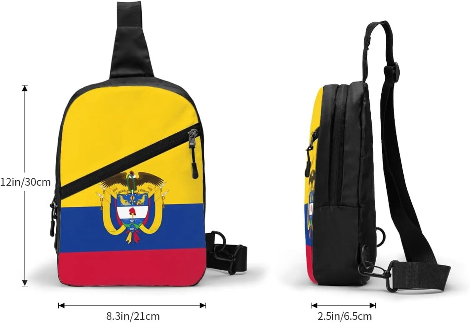 Colombia Coat of Arms Flag Colombian Flags Packable Crossbody Bag Portable Sling Bags Foldable Travel Daypack Reusable Sports Shoulder Backpack Diagonally Chest Bag for Workout