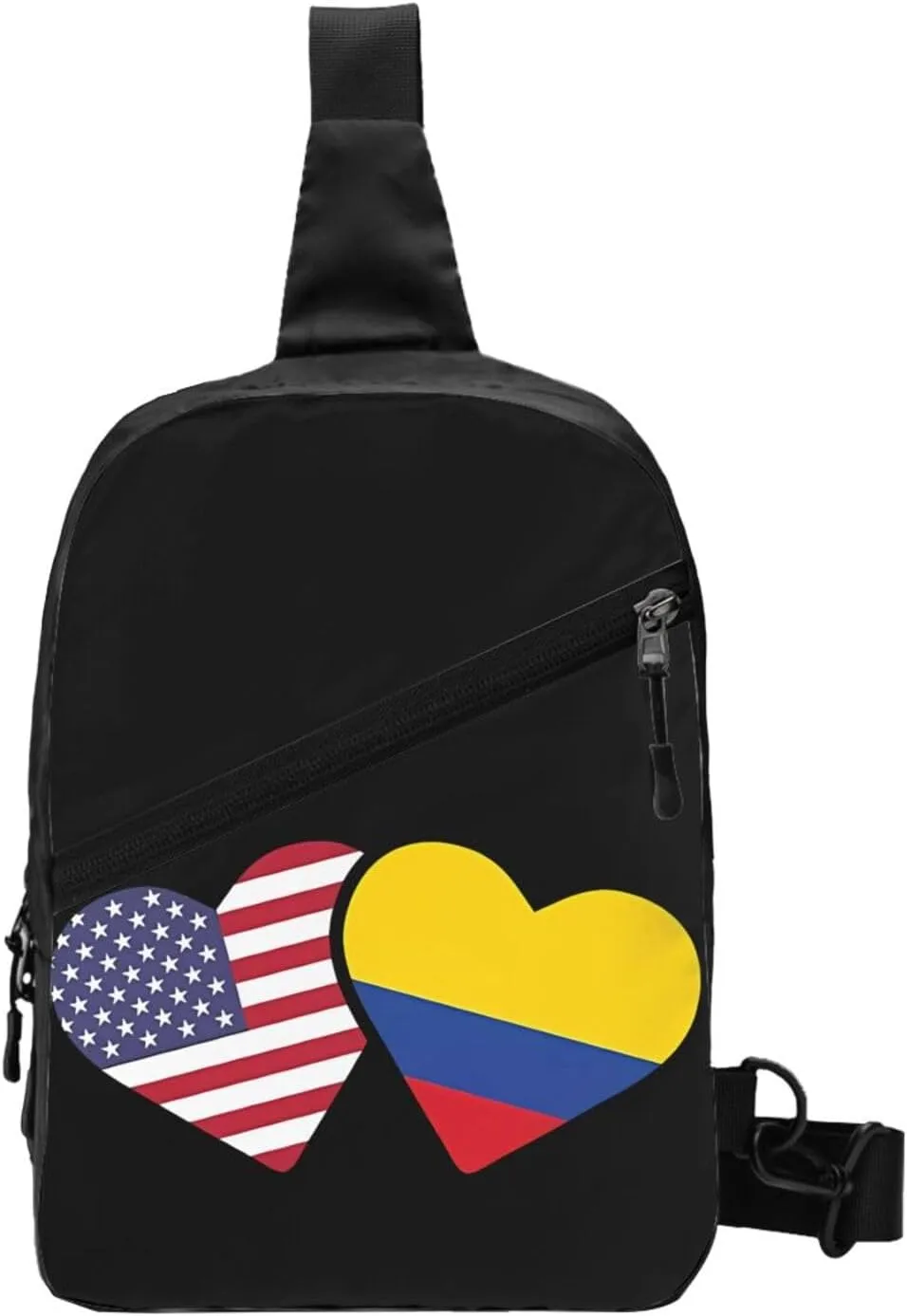 Colombia Flag Heart Colombian American Love Packable Crossbody Bag Portable Sling Bags Foldable Travel Daypack Reusable Sports Shoulder Backpack Diagonally Chest Bag for Workout