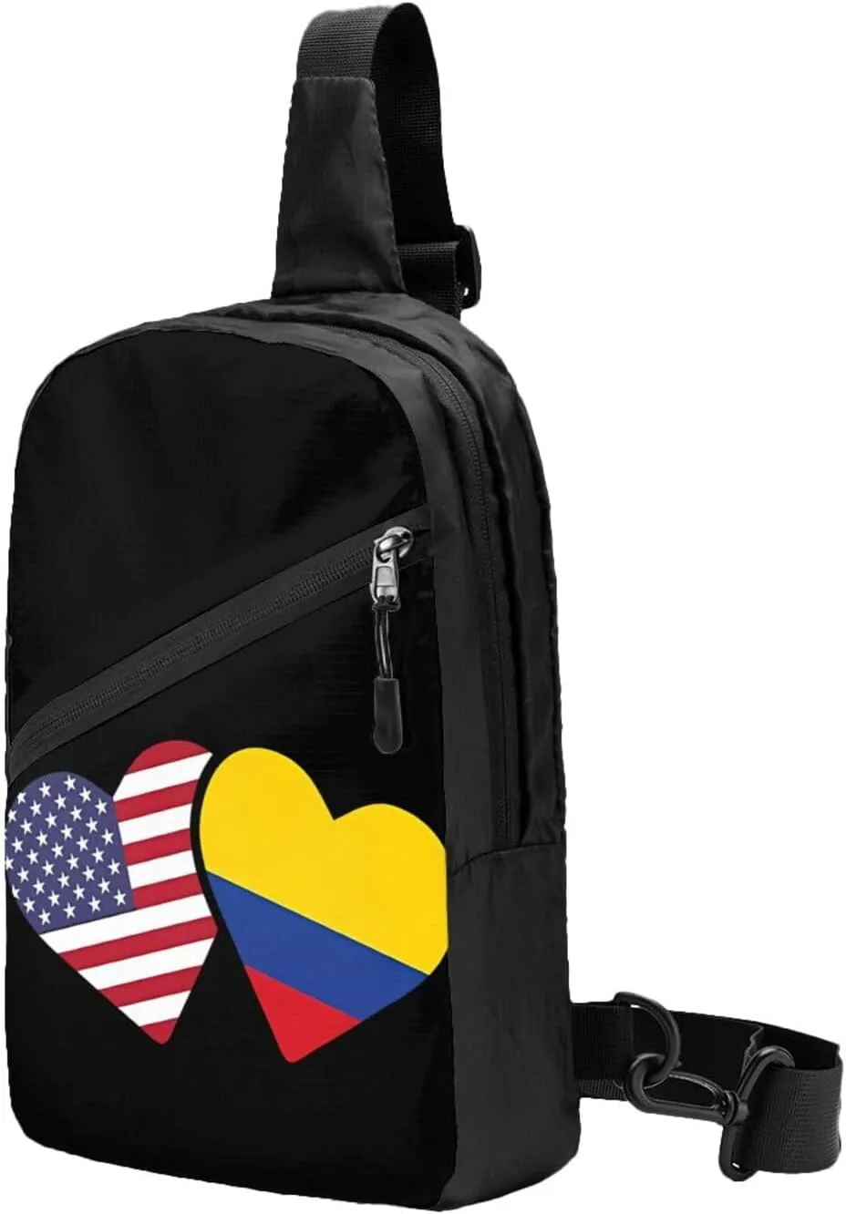 Colombia Flag Heart Colombian American Love Packable Crossbody Bag Portable Sling Bags Foldable Travel Daypack Reusable Sports Shoulder Backpack Diagonally Chest Bag for Workout