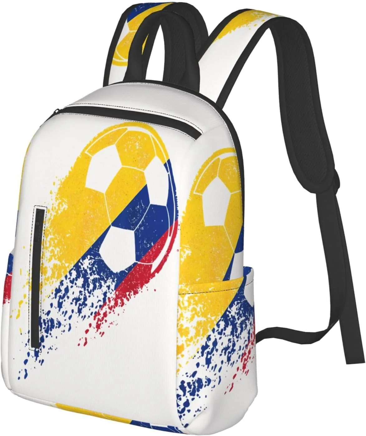 Colombia Soccer Colombian Flag Pride Soccer Player Casual Backpacks Large Capacity Laptop Backpack Sports Fitness Rucksack Travel Carry-On Daypack Work Bag for Outdoor Camping