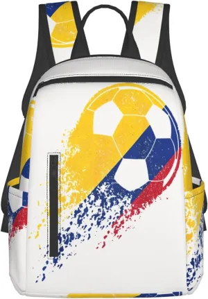 Colombia Soccer Colombian Flag Pride Soccer Player Casual Backpacks Large Capacity Laptop Backpack Sports Fitness Rucksack Travel Carry-On Daypack Work Bag for Outdoor Camping