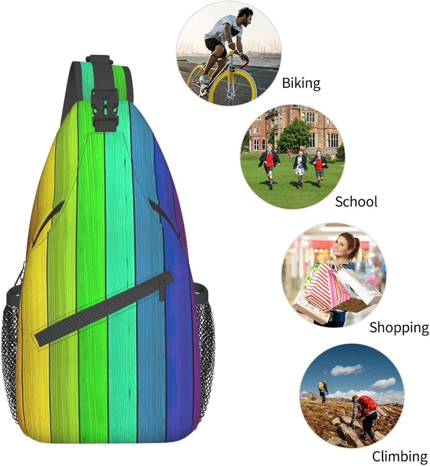 Color Octopus Crossbody Bag Chest Shoulder Bag Small Casual Backpack Suitable For Women Men Hiking