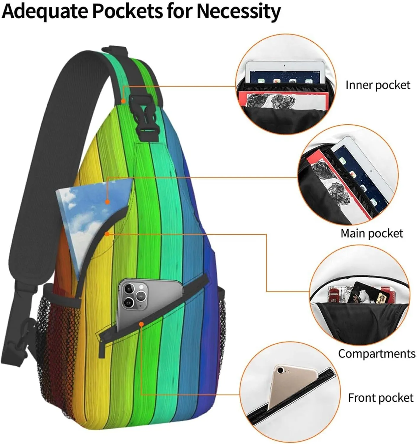 Color Octopus Crossbody Bag Chest Shoulder Bag Small Casual Backpack Suitable For Women Men Hiking