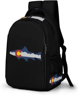 Colorado Mountain Trout Fish Unisex Backpack Casual Daypacks Dual Compartment Shoulders Bag for Camping Hiking Travel Gear