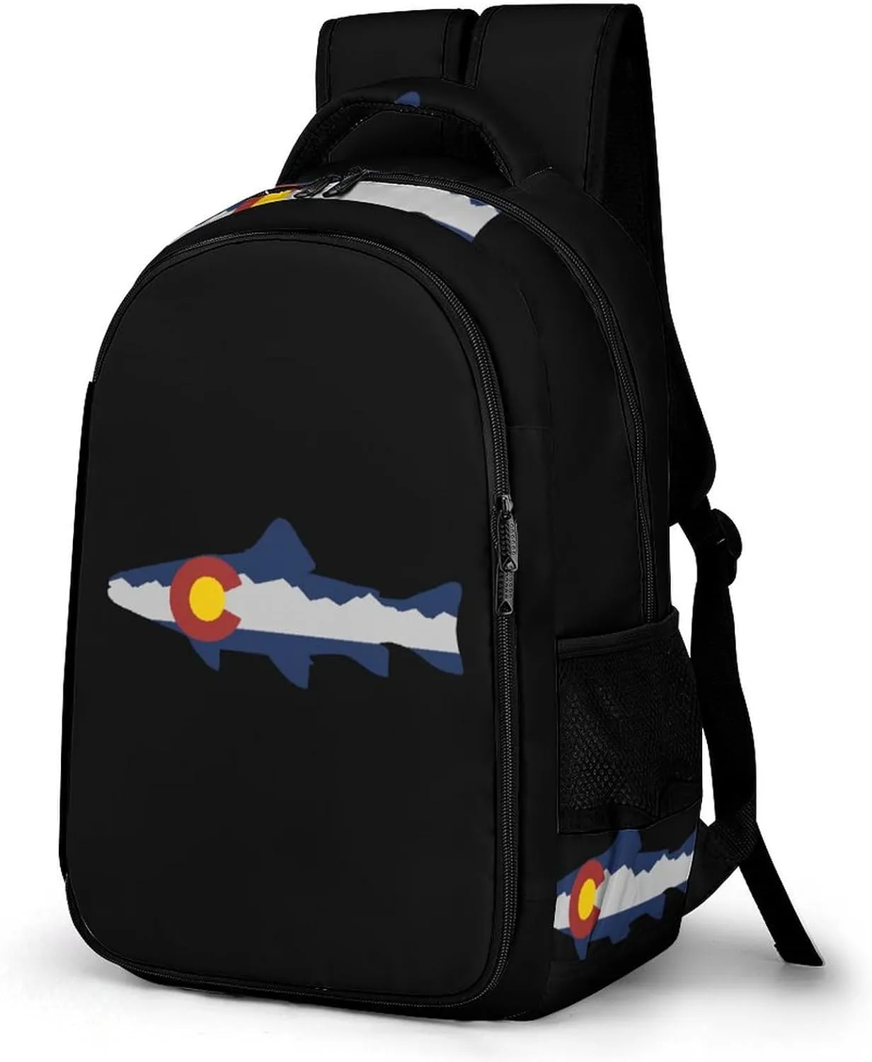 Colorado Mountain Trout Fish Unisex Backpack Casual Daypacks Dual Compartment Shoulders Bag for Camping Hiking Travel Gear