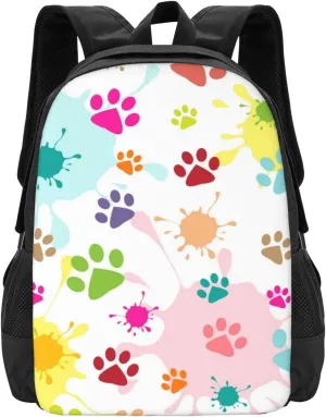 Colored Paw Prints Lightweight Packable Backpack Travel Casual Large Capacity Daypack Foldable Backpack For Men Women