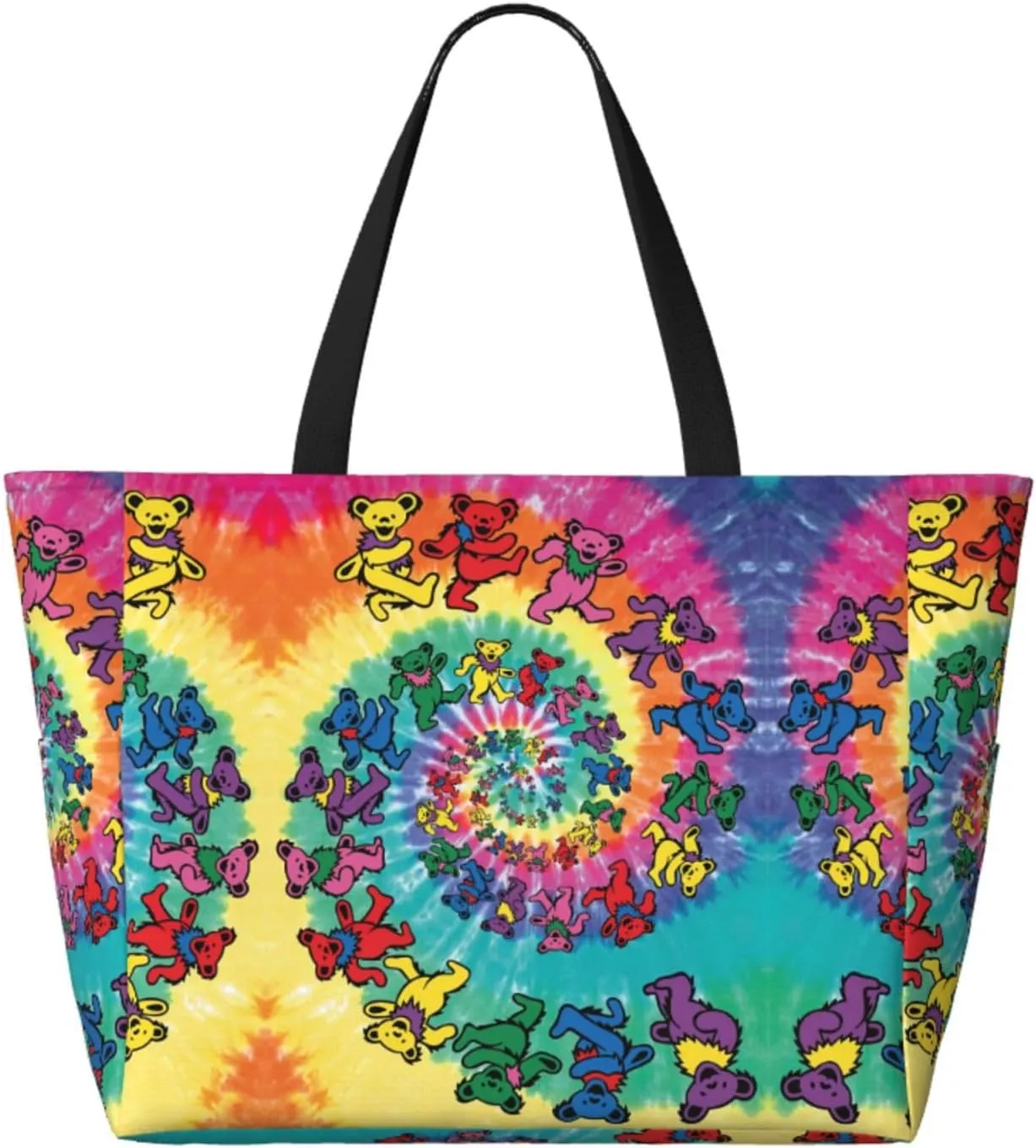 Colorful Rainbow Stars Large Capacity Beach Travel Bag - Waterproof Zipper Vacation Tote for Sandproof Storage, and Camping