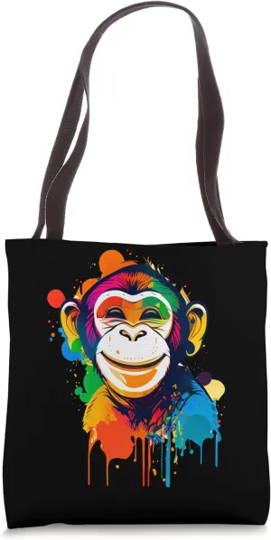 Colorful Vibrant Primate Portrait Smiling Tote Bag