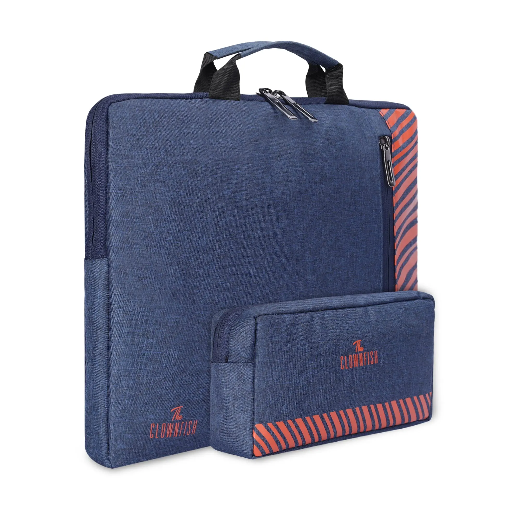 Combo: Polyester 13 inch Laptop Sleeve & Multipurpose Pouch | 2.8L Capacity | Blue