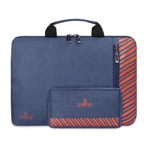 Combo: Polyester 13 inch Laptop Sleeve & Multipurpose Pouch | 2.8L Capacity | Blue