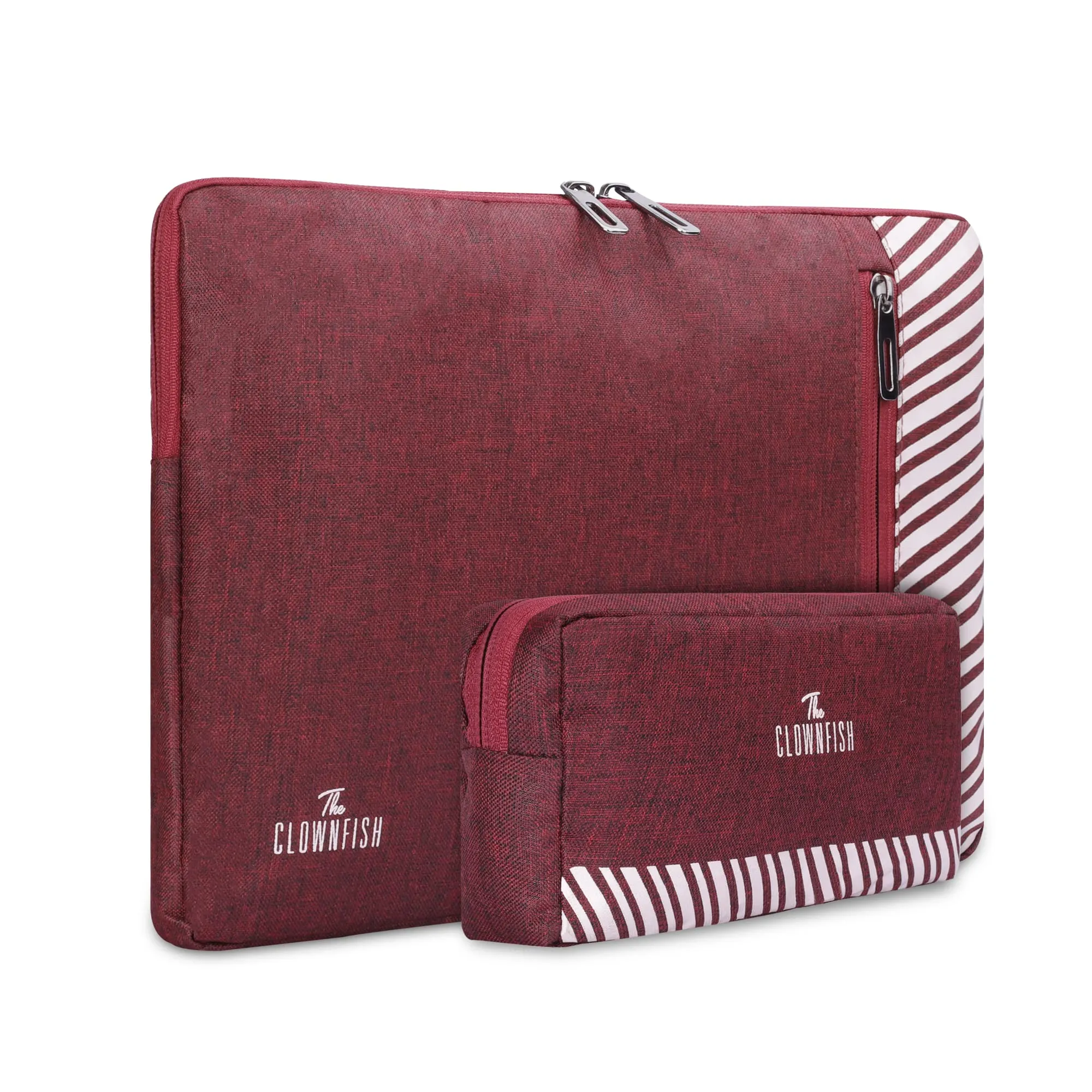 Combo: Polyester Laptop Sleeve & Travel Pouch | 14 inch | Maroon