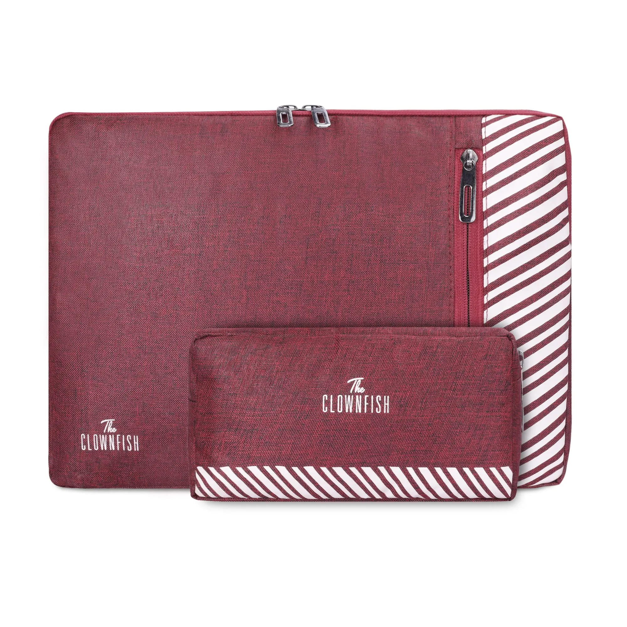 Combo: Polyester Laptop Sleeve & Travel Pouch | 14 inch | Maroon