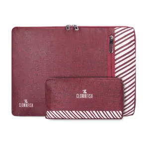 Combo: Polyester Laptop Sleeve & Travel Pouch | 14 inch | Maroon