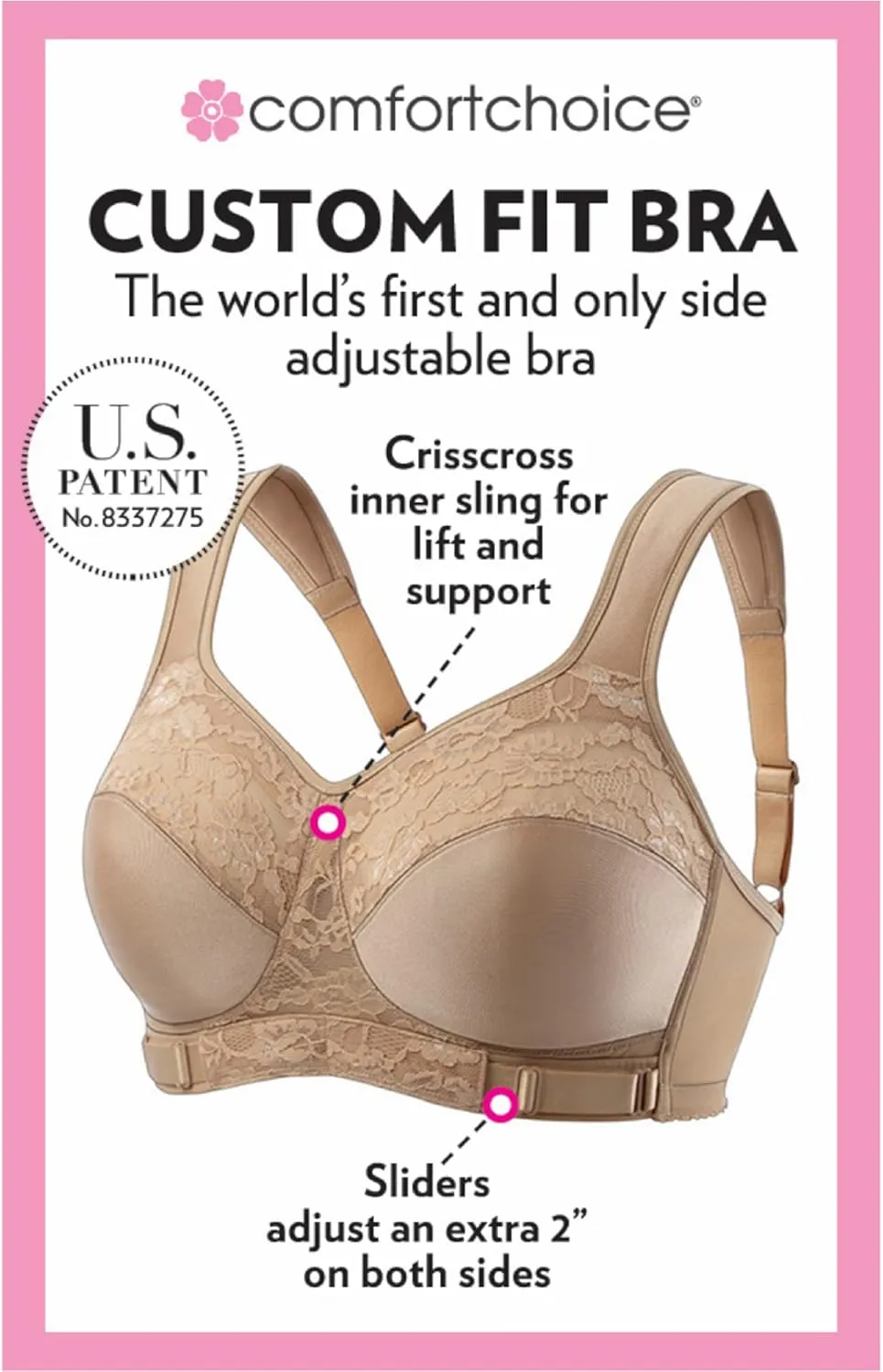 Comfort Choice Women's Plus Size Exclusive Patented Custom Fit Wireless Bra