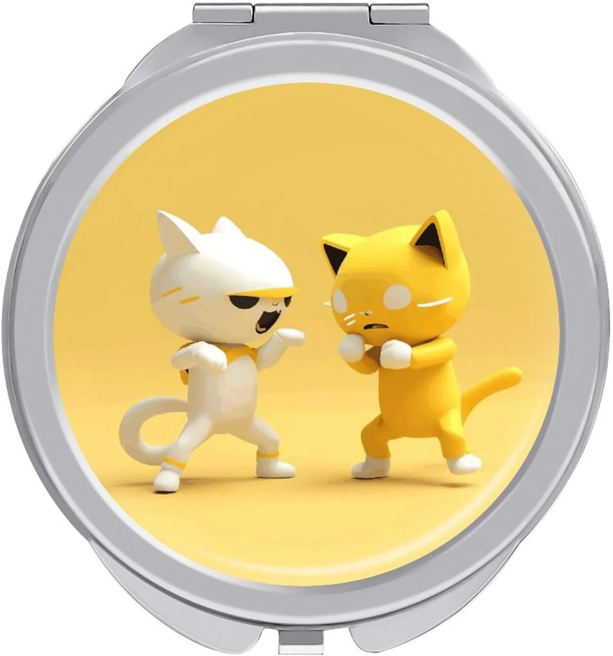 Compact Travel Makeup Mirror Small Handheld The Fight Between Two Cats Pocket Mirror 1X/2X 2-Sided Magnification Mirror Folding Vanity Mirror for Purse Handbag Gift