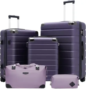 Coolife Luggage Set Suitcase 3 Piece Set Carry On Travel Luggage TSA Lock Spinner Wheels Aluminum Corner Protectors Hard Shell Lightweight Suitcase Set