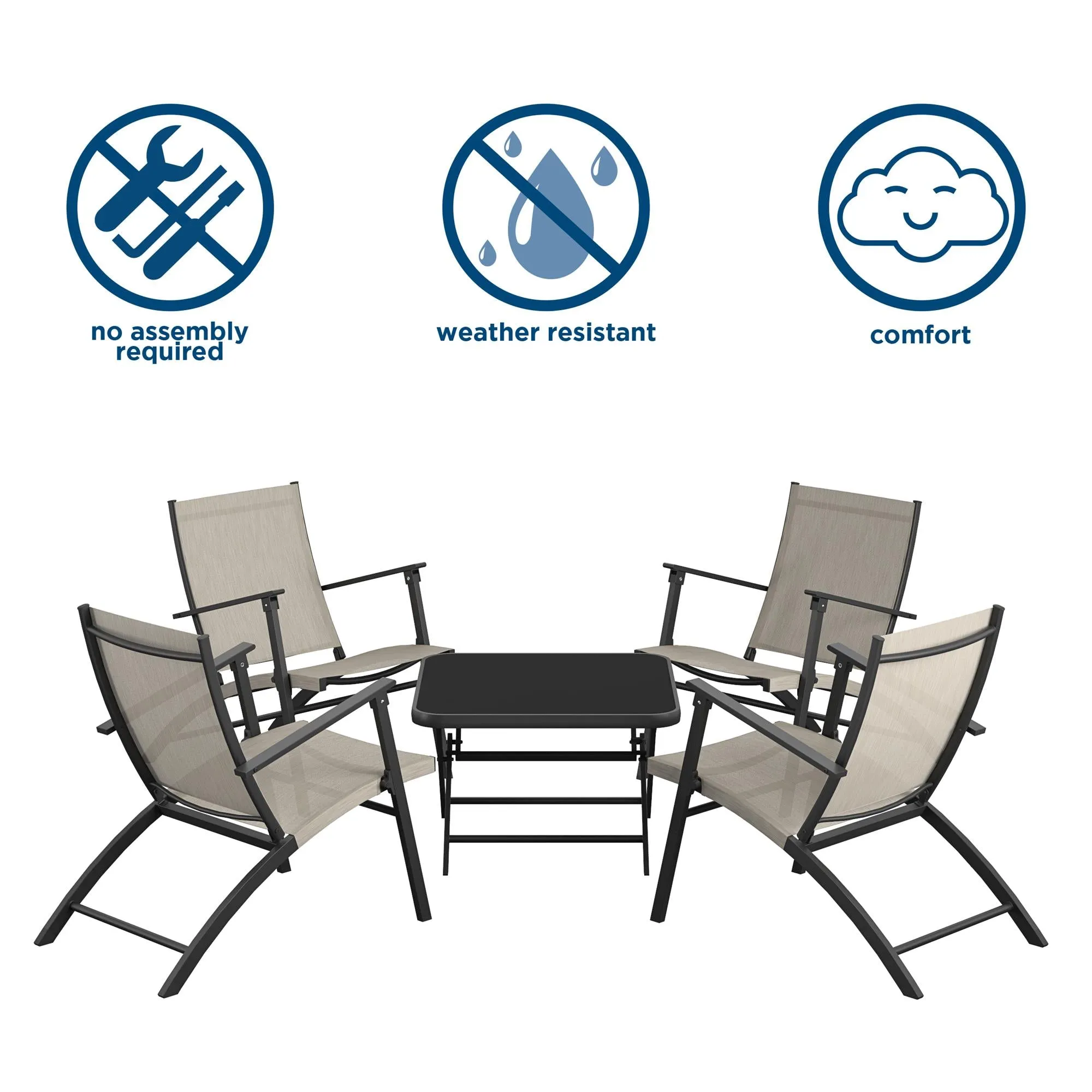 COSCO 5 - Piece Folding Sling Chat Set