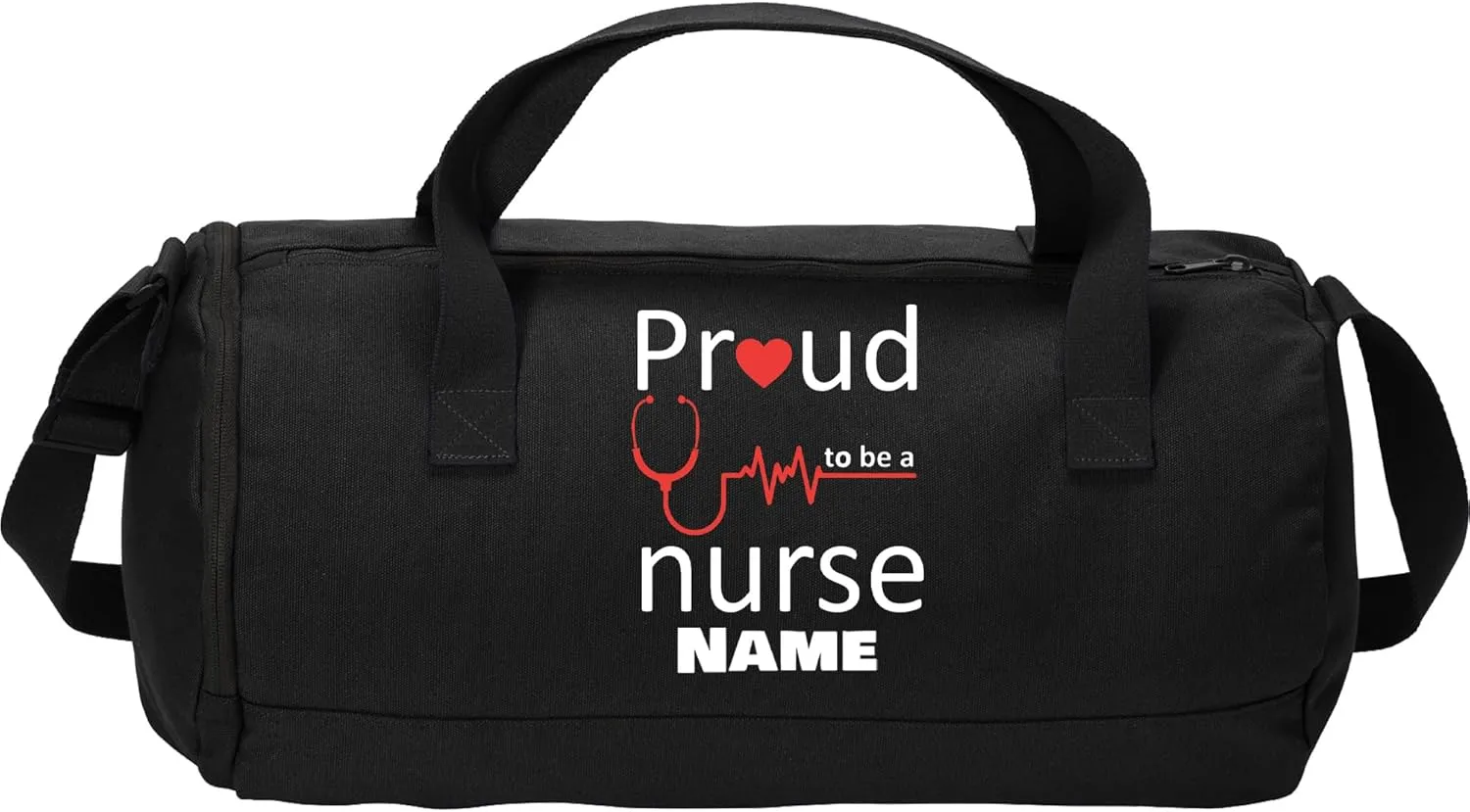 Cotton Sports Duffel Bag with Multiple Different Sport Design Choices (Black, Nurse)