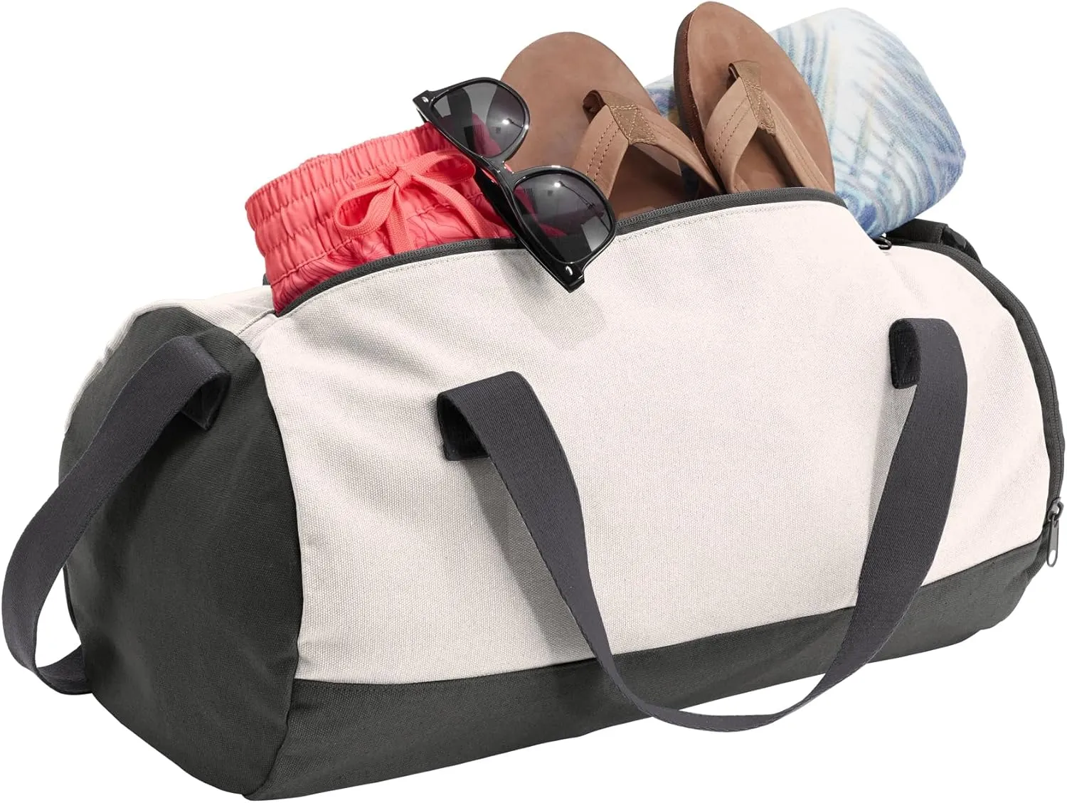 Cotton Sports Duffel Bag with Multiple Different Sport Design Choices (Graphite/Soft White, Swimming)