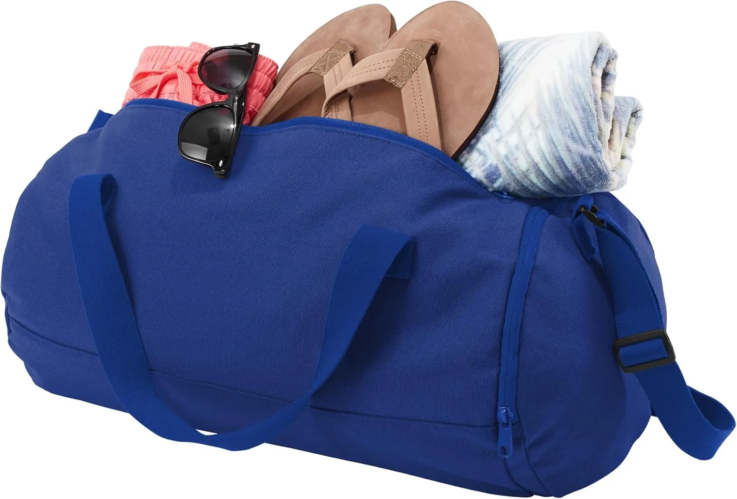 Cotton Sports Duffel Bag with Multiple Different Sport Design Choices (True Royal, Football)