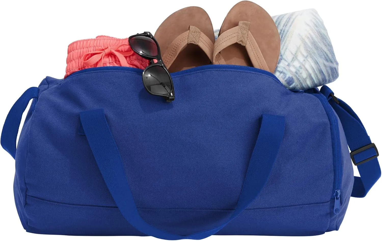 Cotton Sports Duffel Bag with Multiple Different Sport Design Choices (True Royal, Football)