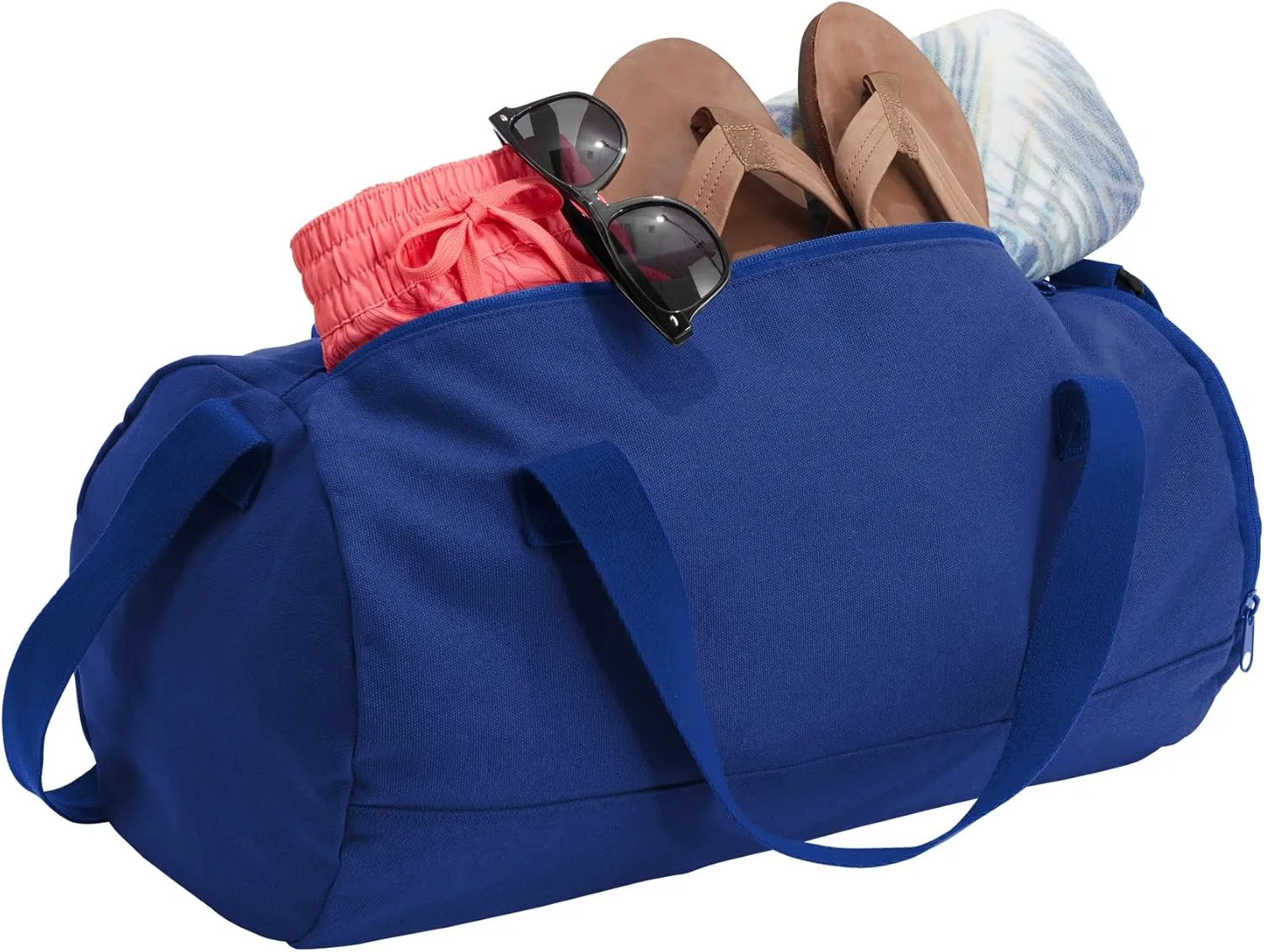 Cotton Sports Duffel Bag with Multiple Different Sport Design Choices (True Royal, Football)