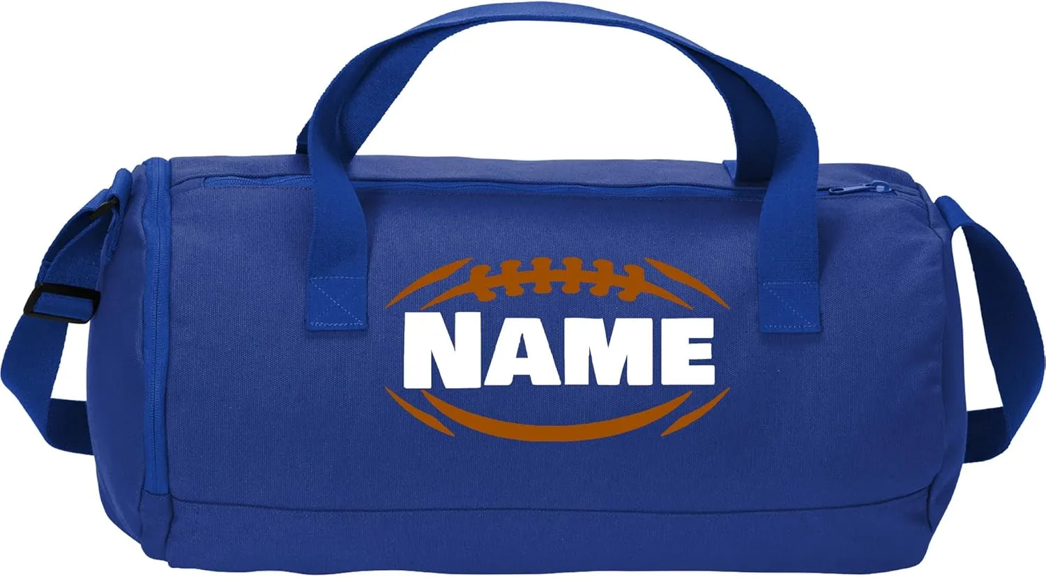Cotton Sports Duffel Bag with Multiple Different Sport Design Choices (True Royal, Football)