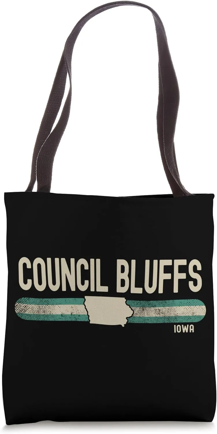 Council Bluffs IA | Iowa | Travel & 80s Style Tote Bag