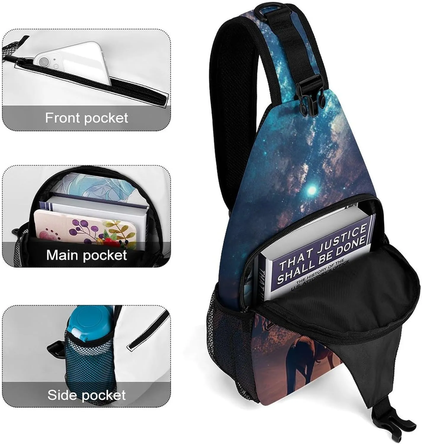 Cowboy-horse-milky-way Crossbody Sling Backpack, Shoulder Bag Chest Bag for Travel Sport Running