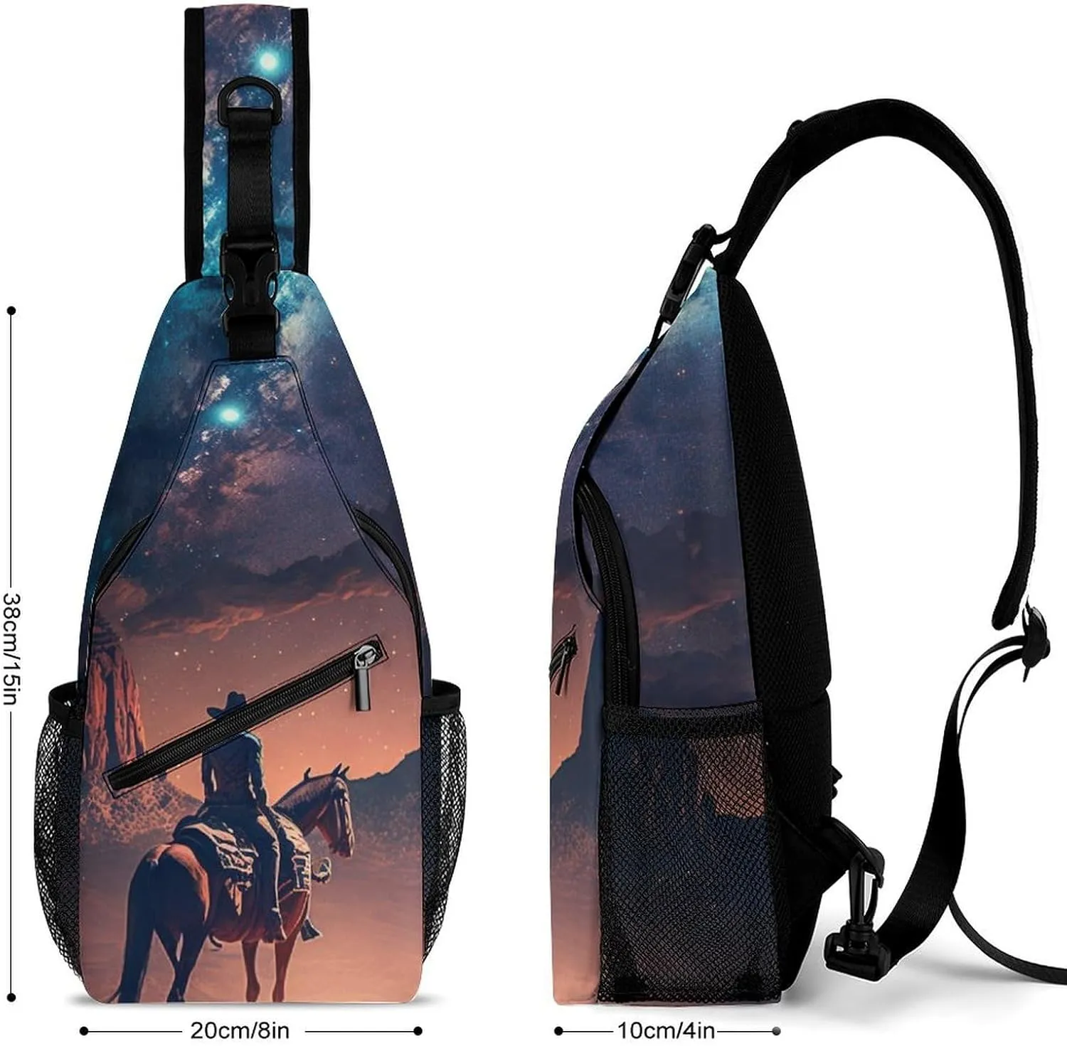 Cowboy-horse-milky-way Crossbody Sling Backpack, Shoulder Bag Chest Bag for Travel Sport Running