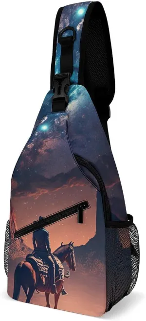 Cowboy-horse-milky-way Crossbody Sling Backpack, Shoulder Bag Chest Bag for Travel Sport Running
