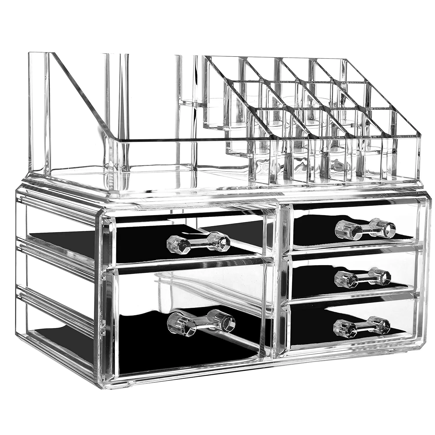 Cq acrylic 2 Pack Clear Makeup Storage Organizer,Stackable 5 Drawers Make up Organizers,Cute Desk Organizer for Vanity Jewelry,Hair Clip,Beauty,Skincare Product Bathroom Counter Organizers and Storage