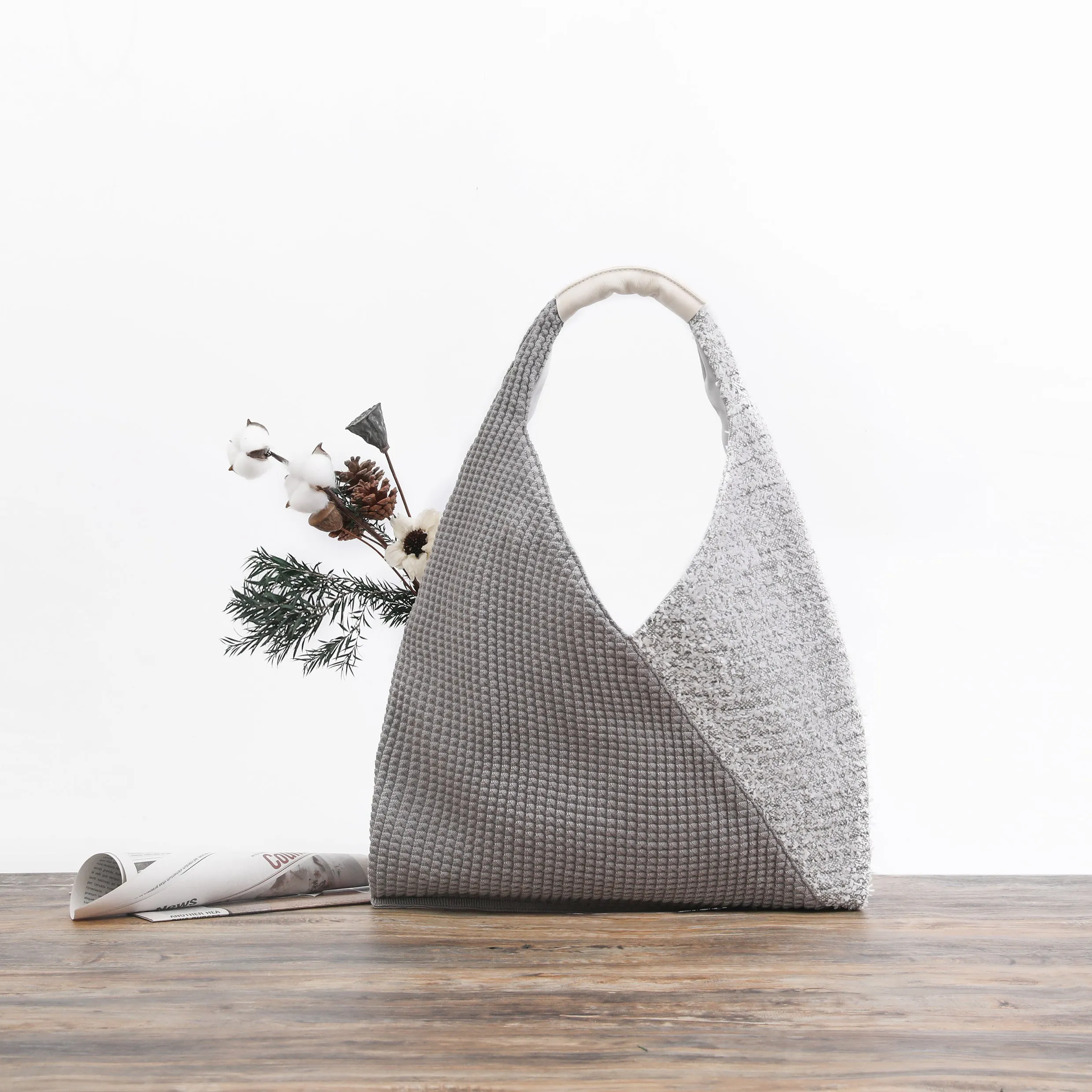 Crackles Series Snowflake Triangle Tote Black