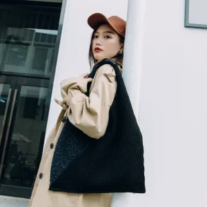 Crackles Series Snowflake Triangle Tote Black