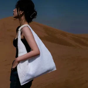 Crackles Series Snowflake Triangle Tote White