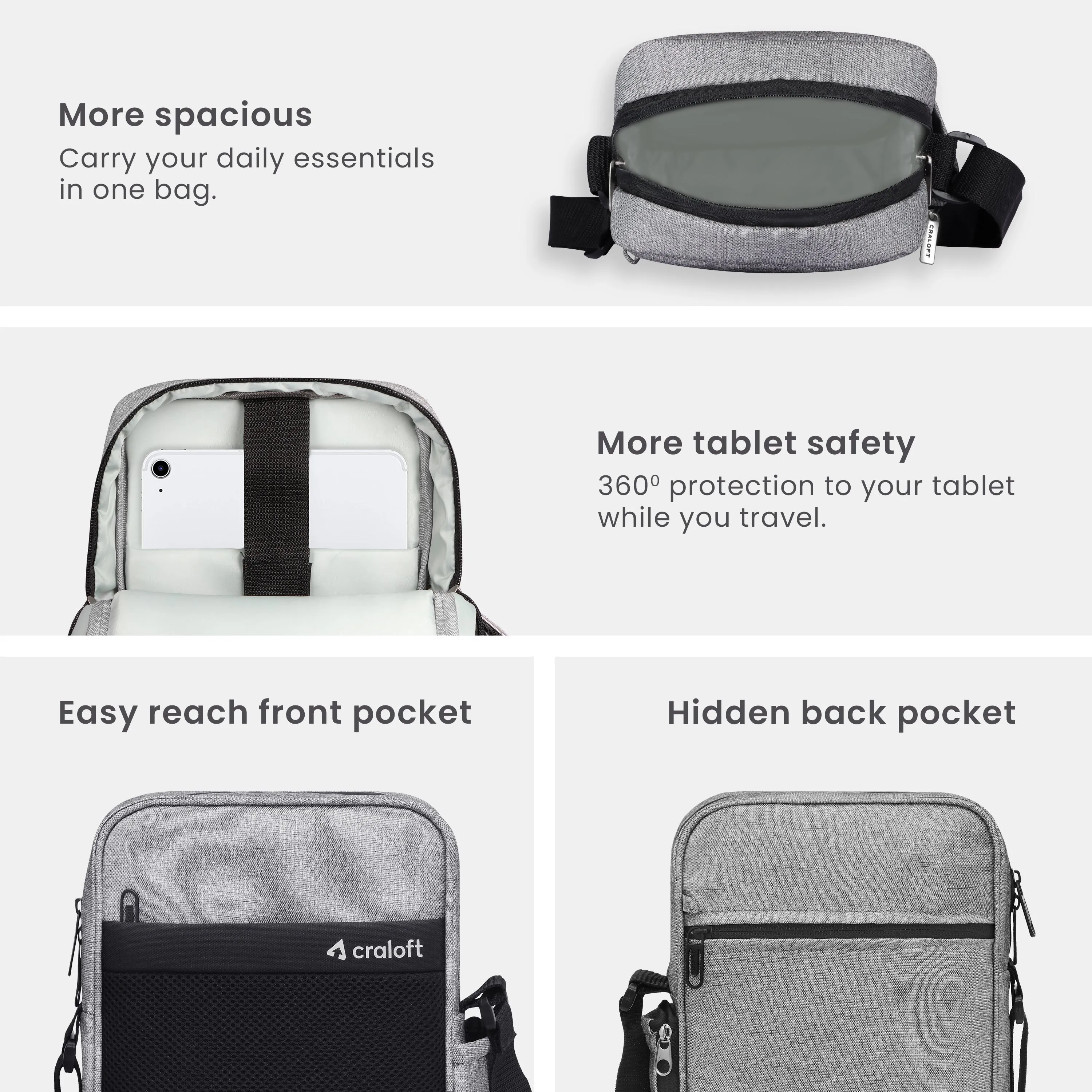 Crest Carryall S3 Sling Side Bag (Grey_Black)