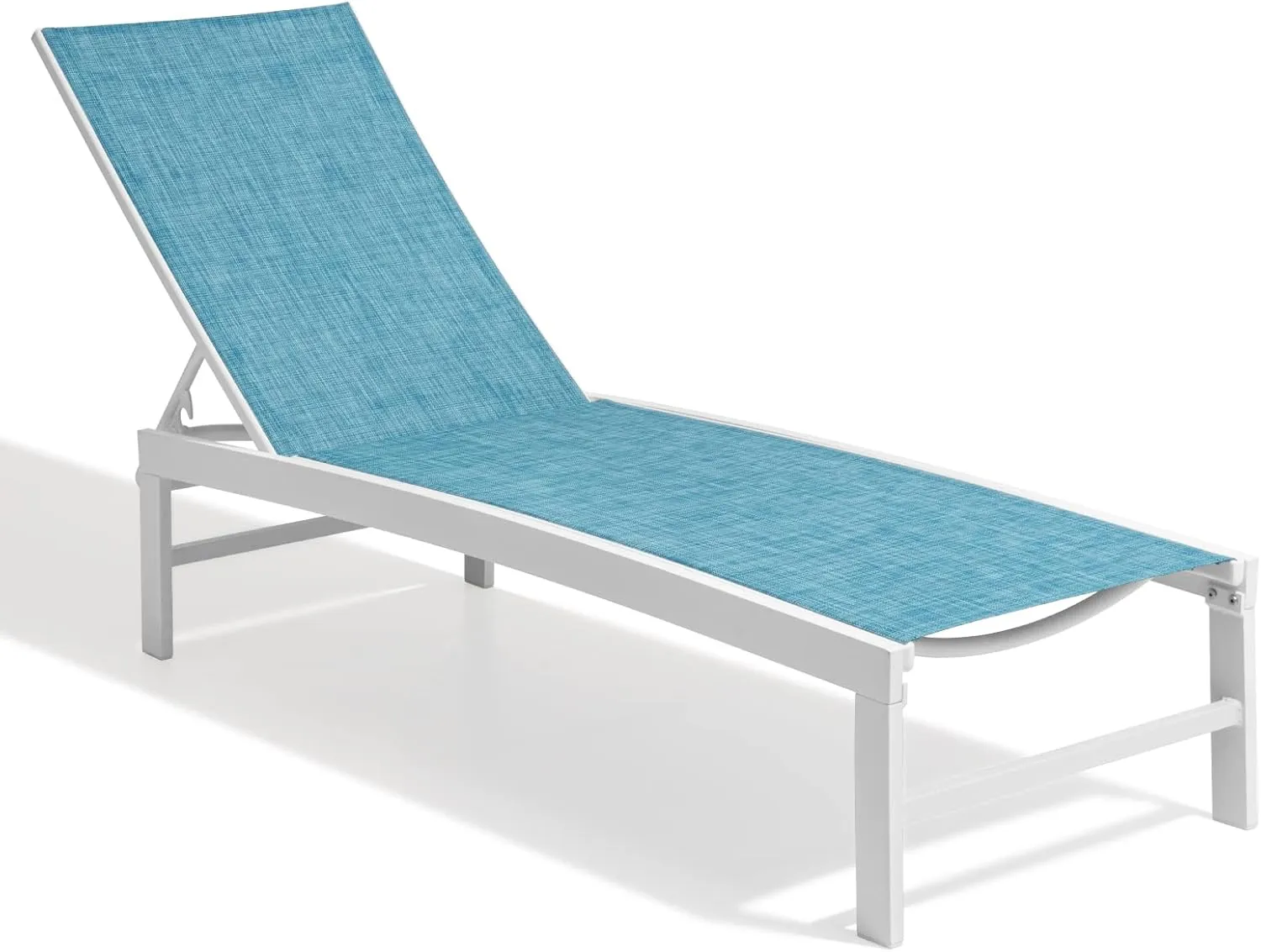 Crestlive Products Outdoor Lounge Chairs, Aluminum Pool Chaise Lounge Chairs, Adjustable Five-Position Tanning Recliner, All Weather for Patio, Beach, Yard, Pool (1PC Blue)