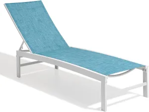 Crestlive Products Outdoor Lounge Chairs, Aluminum Pool Chaise Lounge Chairs, Adjustable Five-Position Tanning Recliner, All Weather for Patio, Beach, Yard, Pool (1PC Blue)