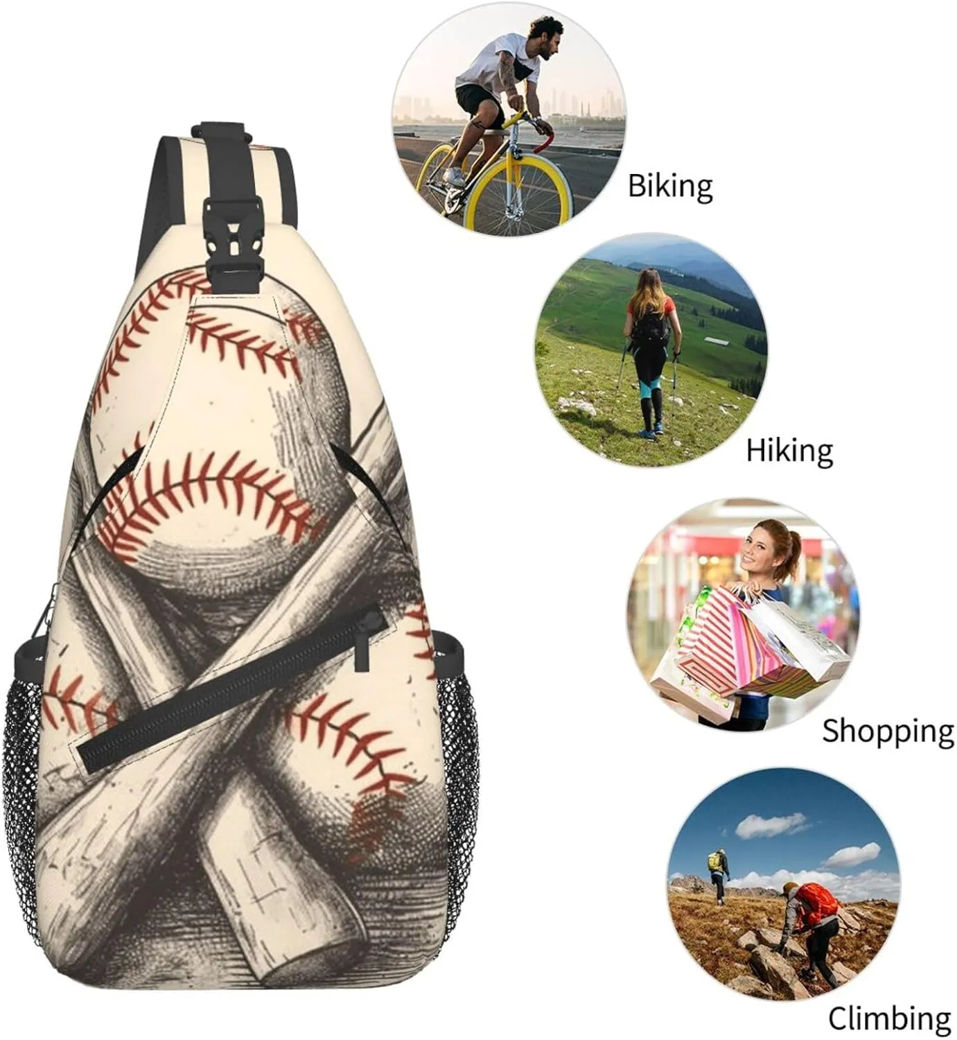 Cross Chest Bag Diagonally Sling Backpack Crossbody Shoulder Bag Horses Sling Bag Travel Hiking Daypack