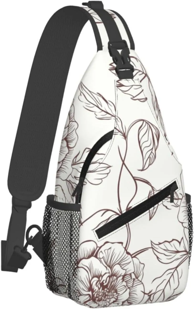 Cross Chest Bag Diagonally Sling Backpack Crossbody Shoulder Bag Lotus and Black Zen Stones Sling Bag Travel Hiking Daypack